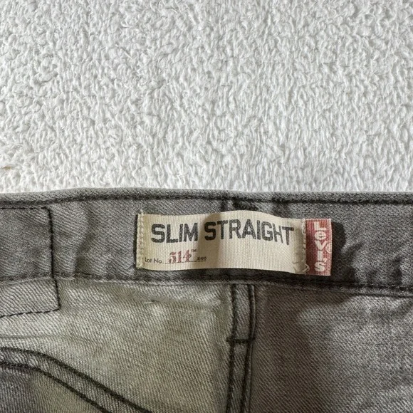 Y2K Levi 514 Slim Straight Light Gray Grey Stone Wash 29x30 Denim Jeans Pants - Picture 6 of 12